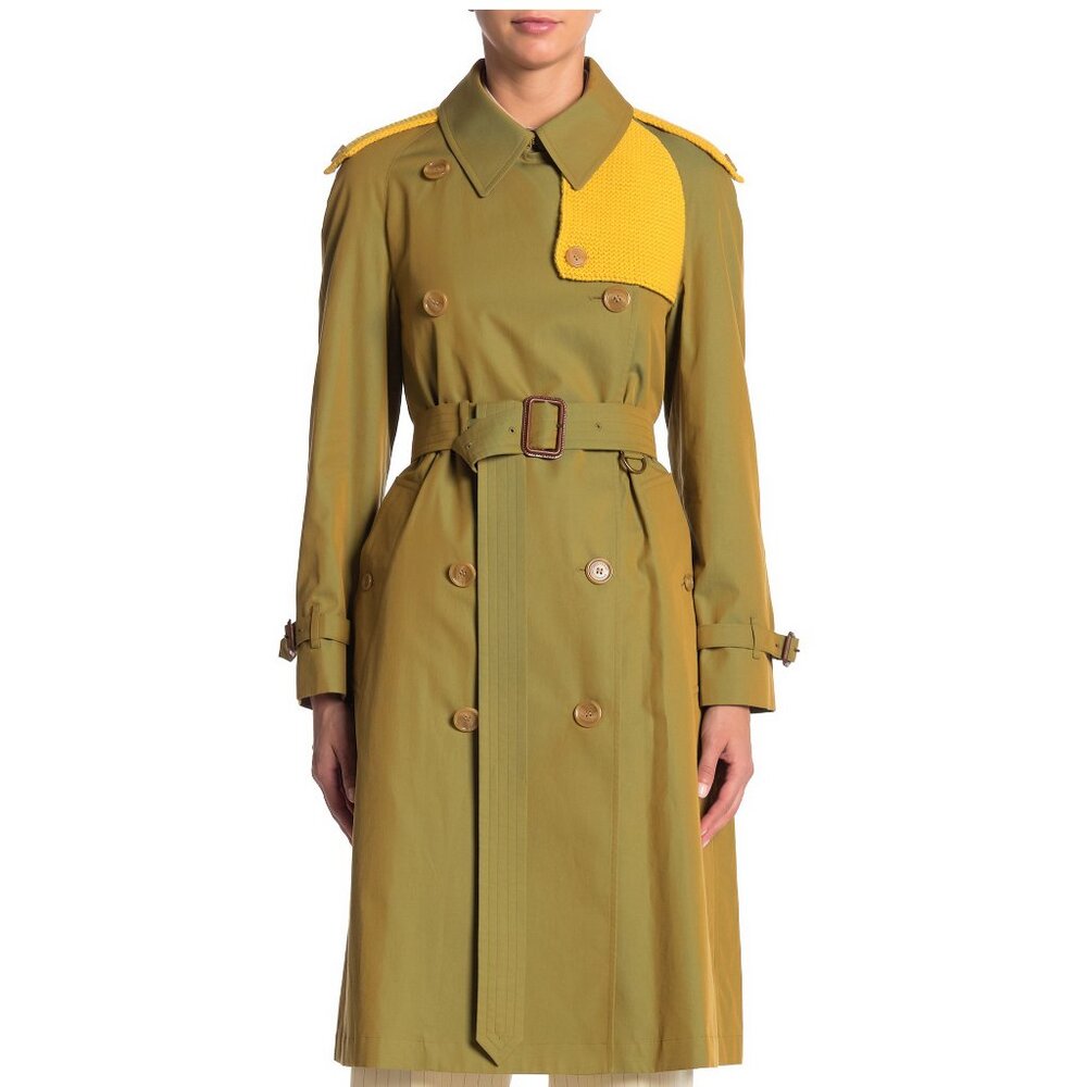 NWT Burberry Trench Coat, US 2 | Contrast Knit, Designer London Heritage Style - Picture 4 of 16